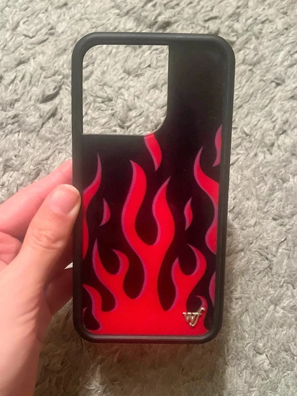 Wildflower Flame Print Phone Case Black & Red for iPhone 13 Pro